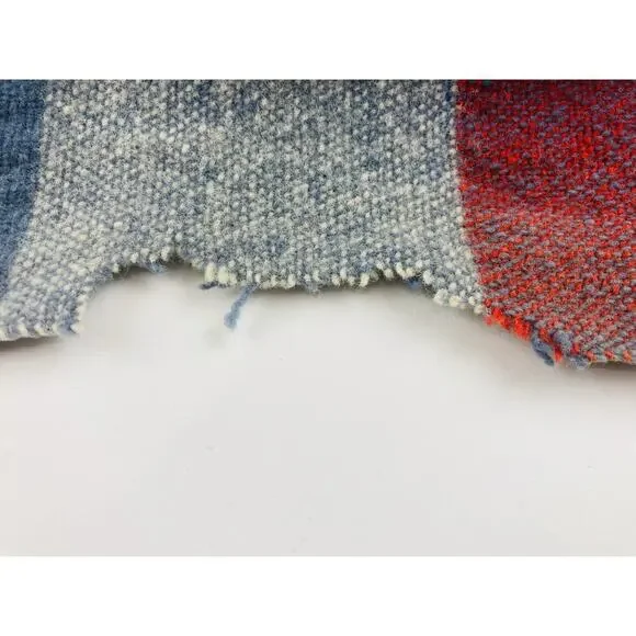 Faribault Woolen Mill Blanket Throw Plaid Fringed Blue Orange Cream FLAWS USA Wo - Picture 8 of 11